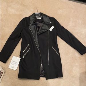 Wyatt Collection Leather Collar Coat